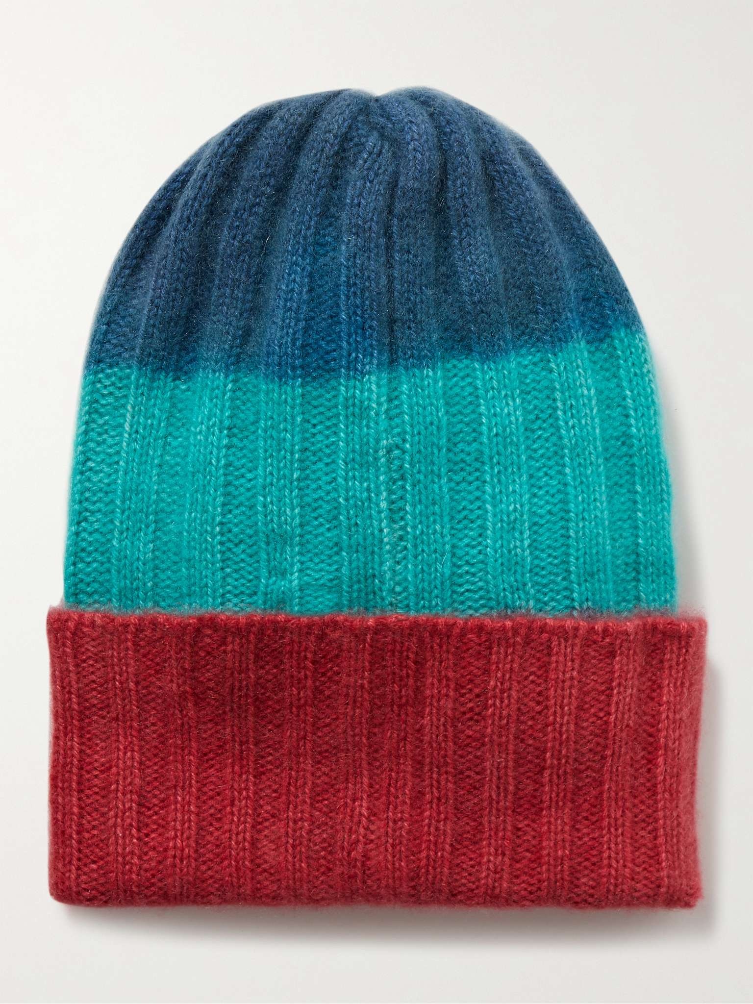 Colour-Block Ribbed Cashmere Beanie - 1