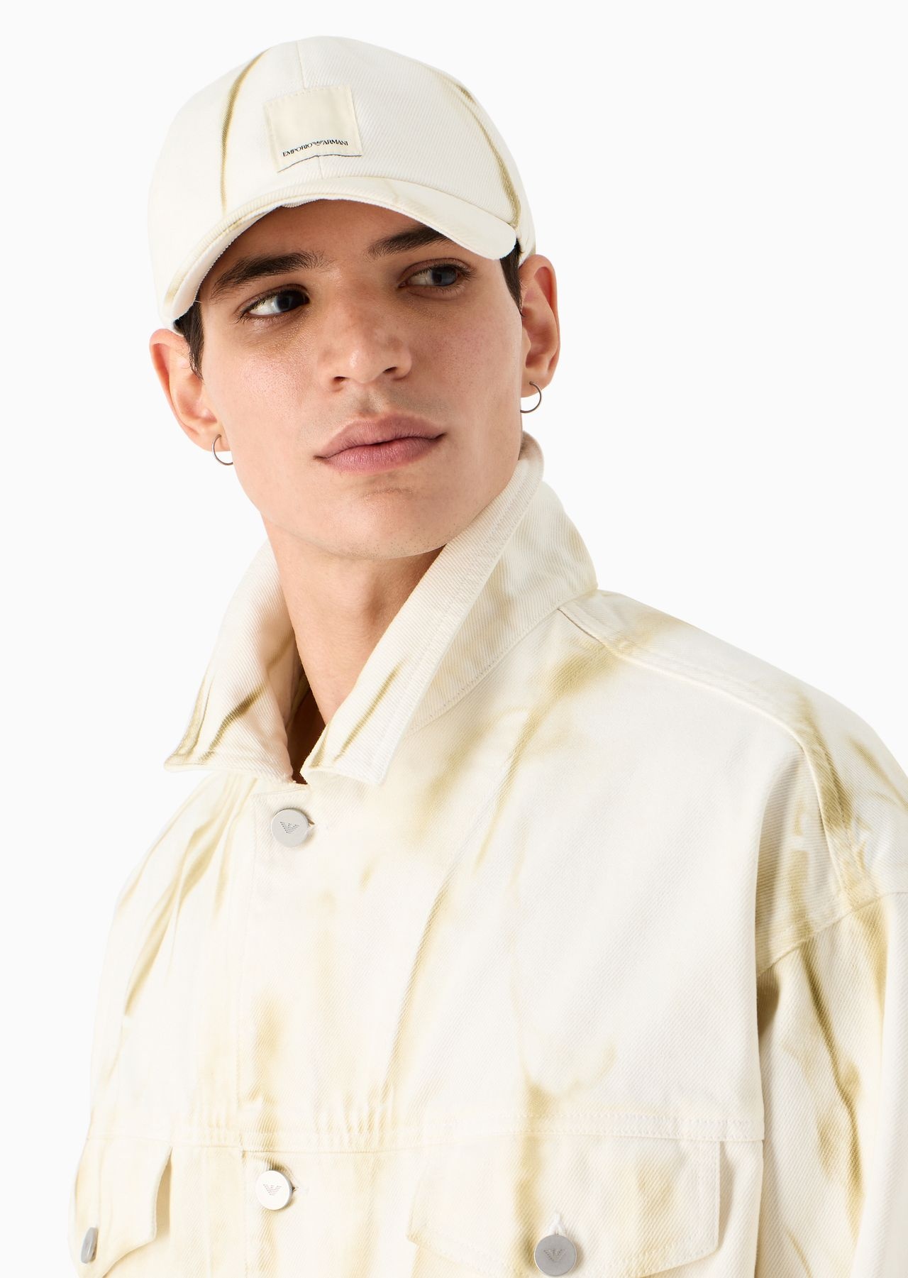 Emporio Armani Sustainability Values Capsule Collection organic drill blouson with streaks - 5