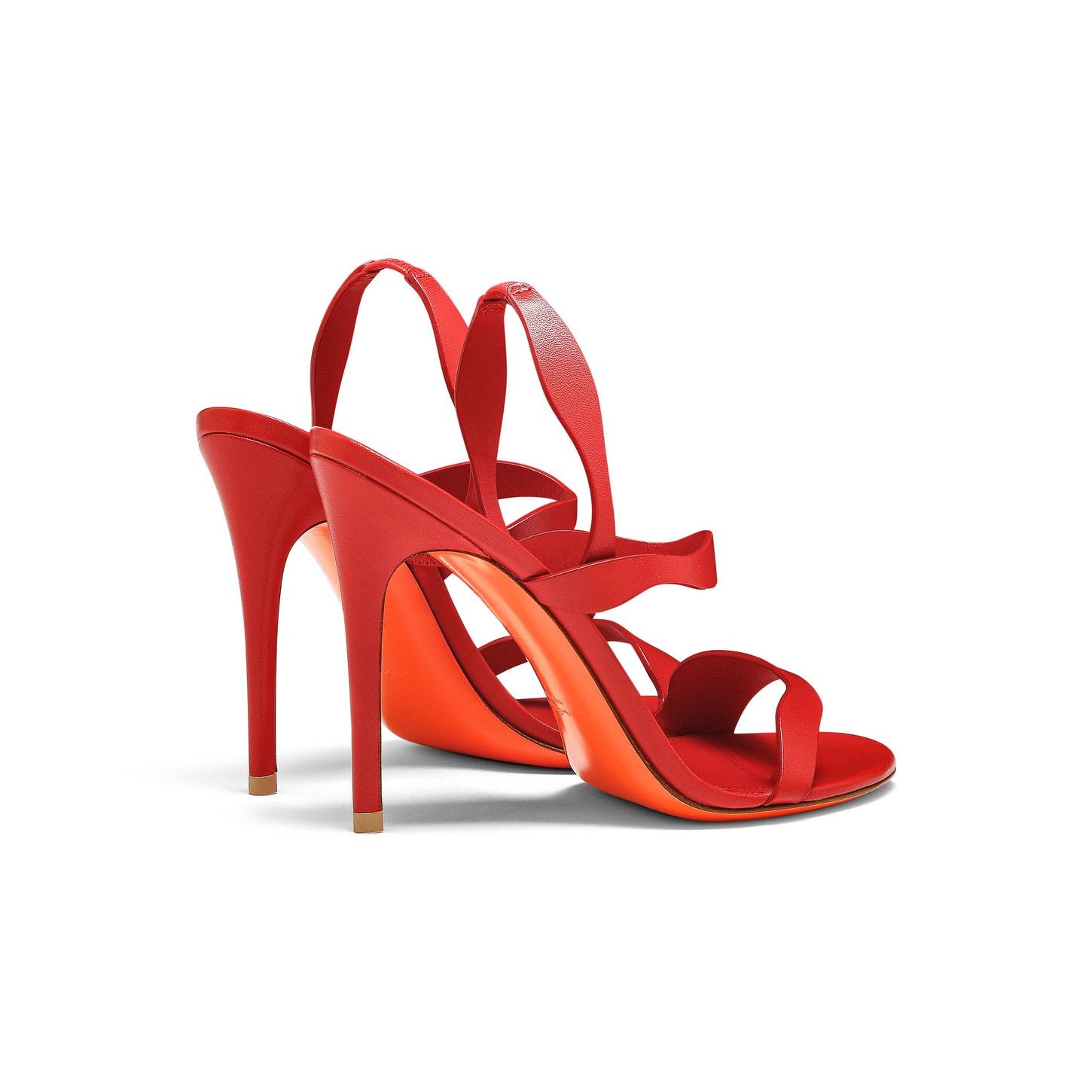 Women's red leather high-heel sandal - 3