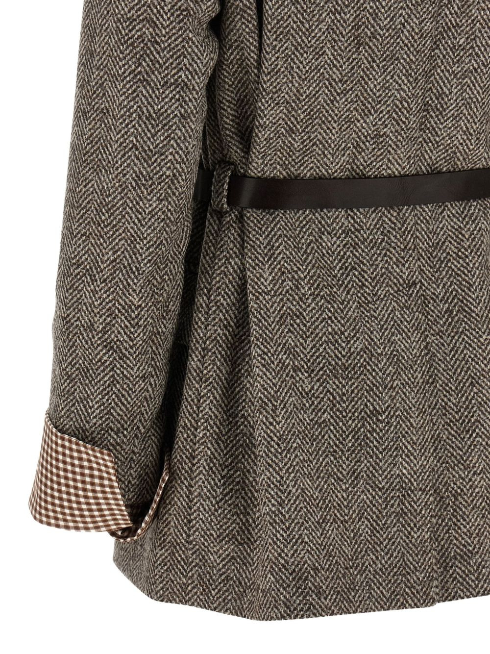 herringbone belted blazer - 4
