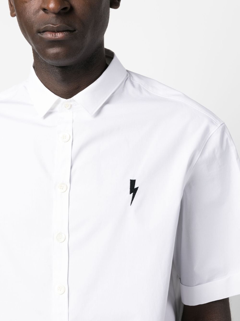 embroidered-logo cotton shirt - 5