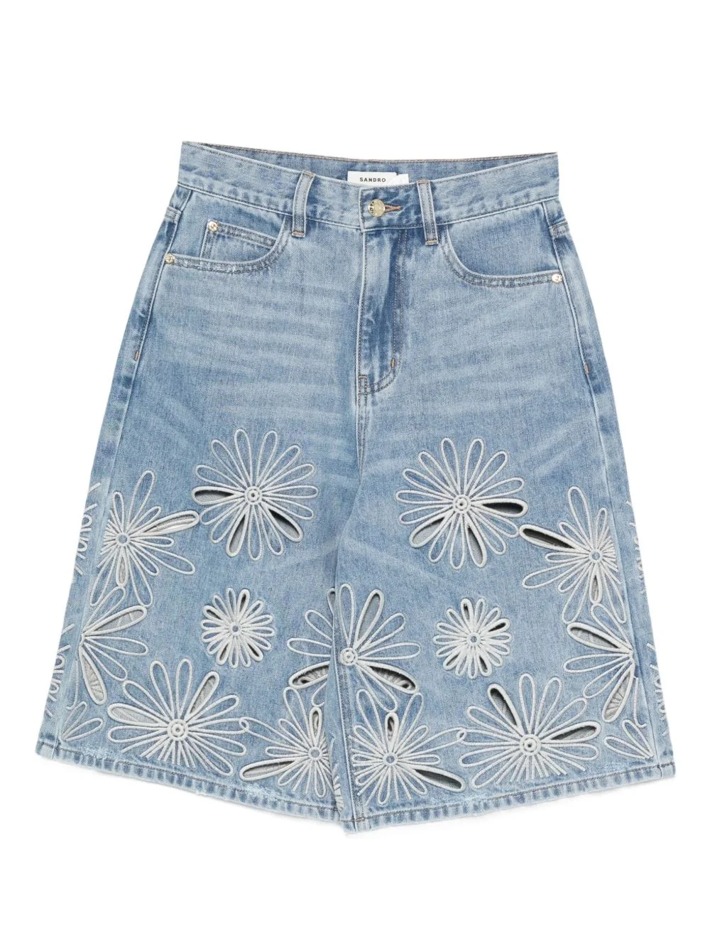 floral-embroidered shorts - 1