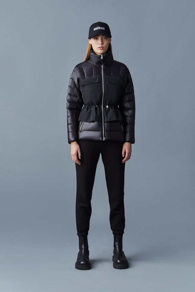 MACKAGE HEIDEE Mixed-media field jacket with peplum for ladies outlook