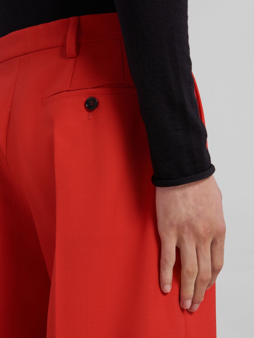 RED TROPICAL WOOL TAILORED TROUSERS - 4