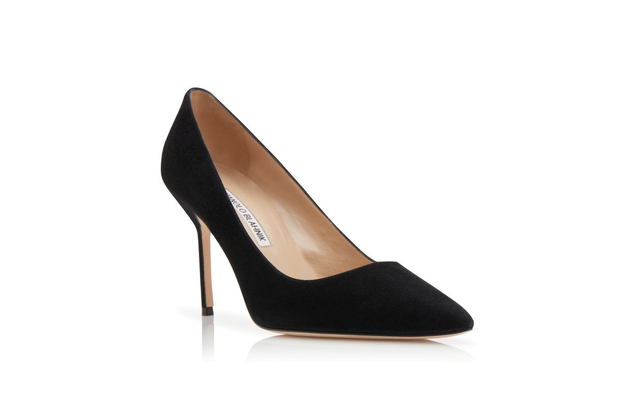 Black Suede Pointed Toe Pumps - 3