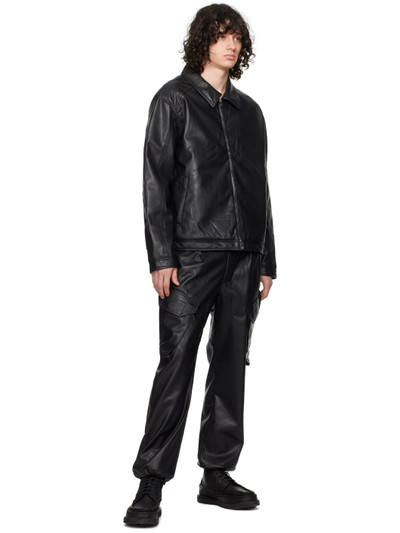 SOPHNET. Black Sustainable Faux-Leather Cargo Pants outlook