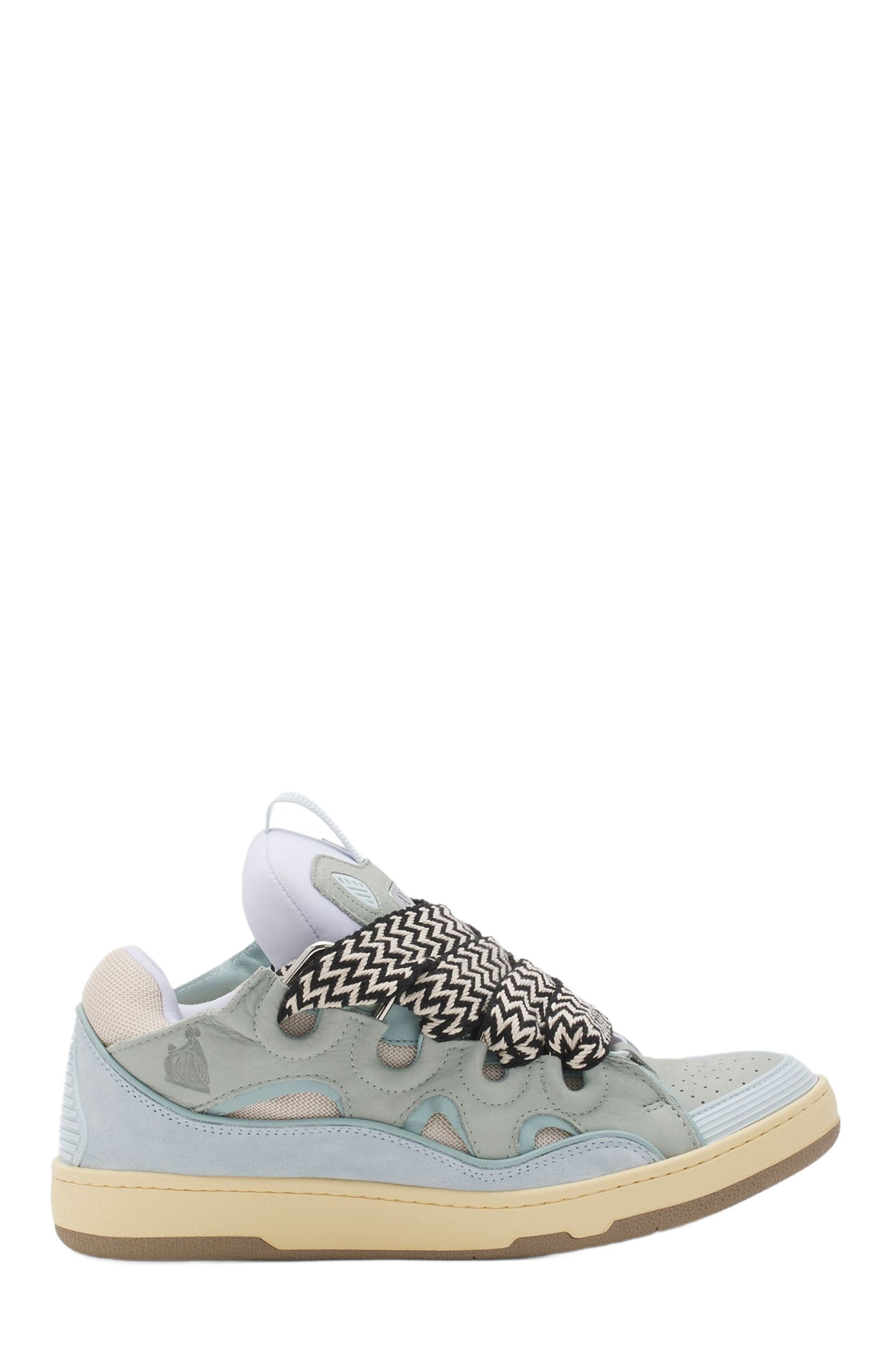 Lanvin LEATHER CURB SNEAKERS in Pale Blue at Nordstrom - 1