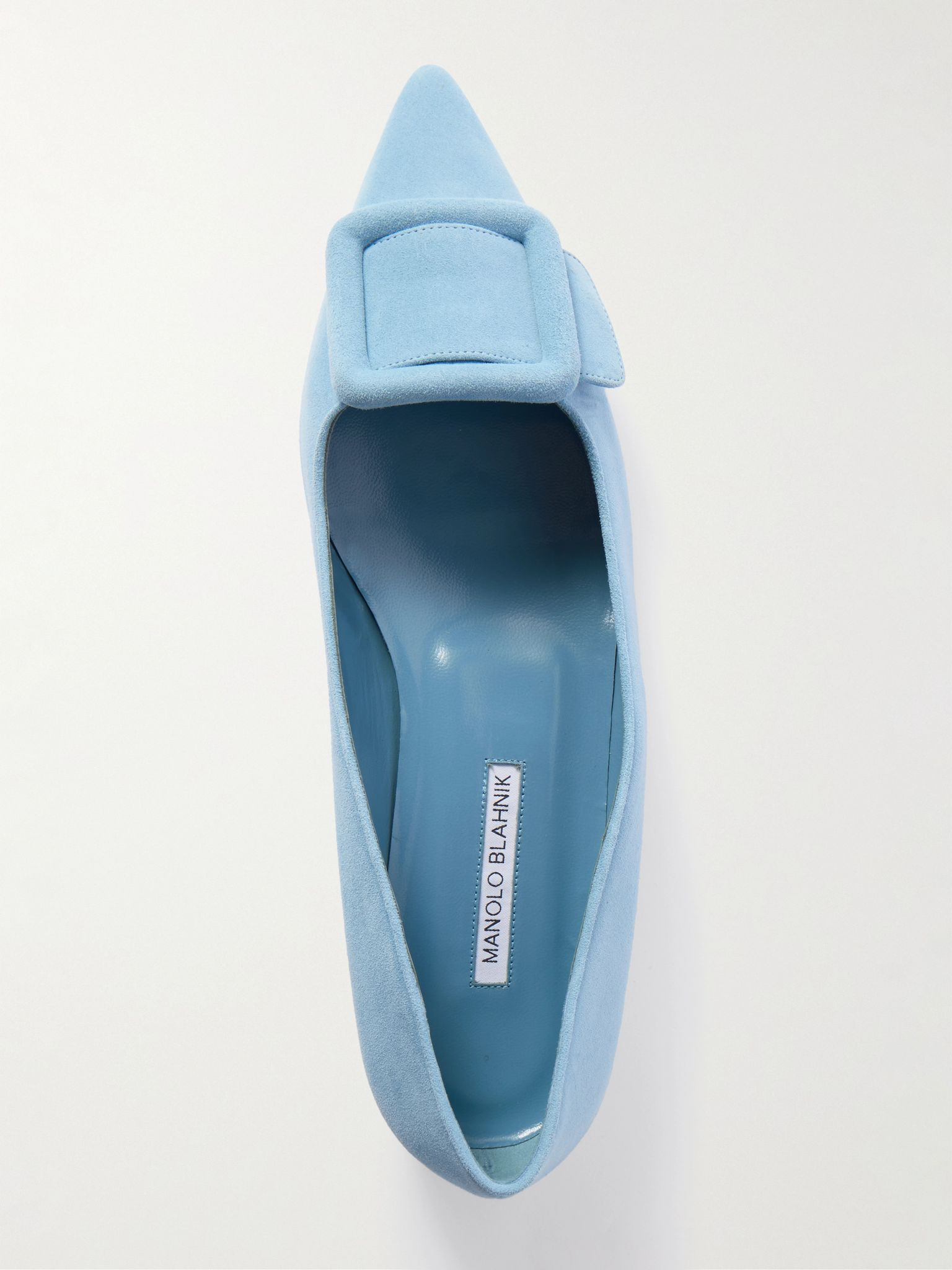 Maysale buckled suede point-toe flats Blue - 5