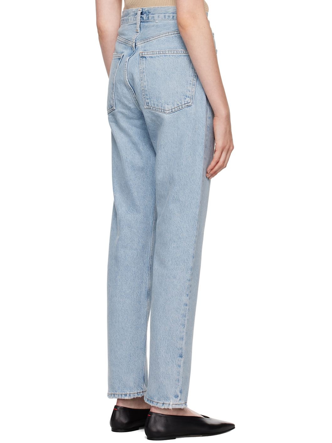 Blue 90's Pinch Waist High Rise Straight Jeans - 3