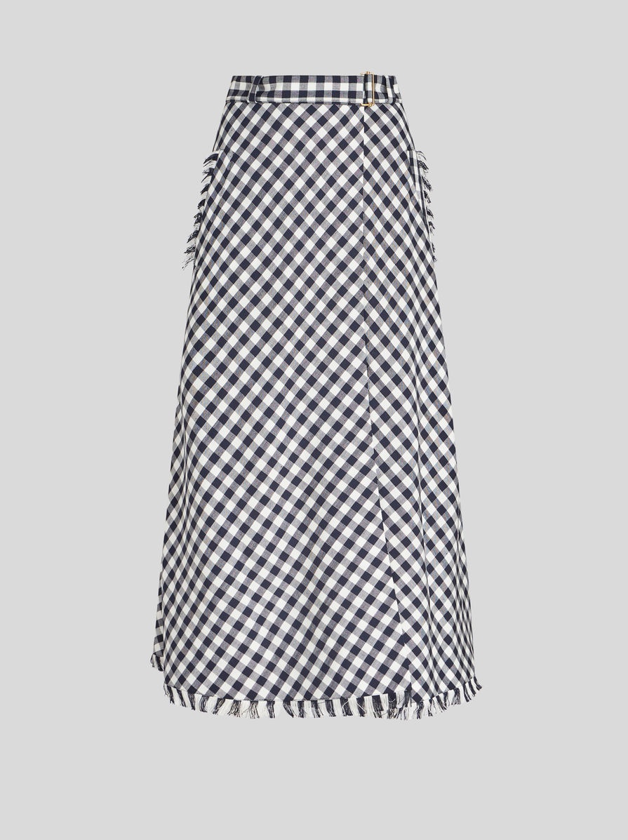 GINGHAM FABRIC WRAP SKIRT - 1