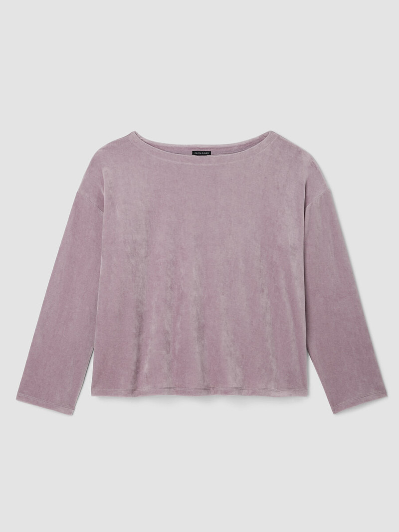 Cozy Velour Knit Bateau Neck Top 1