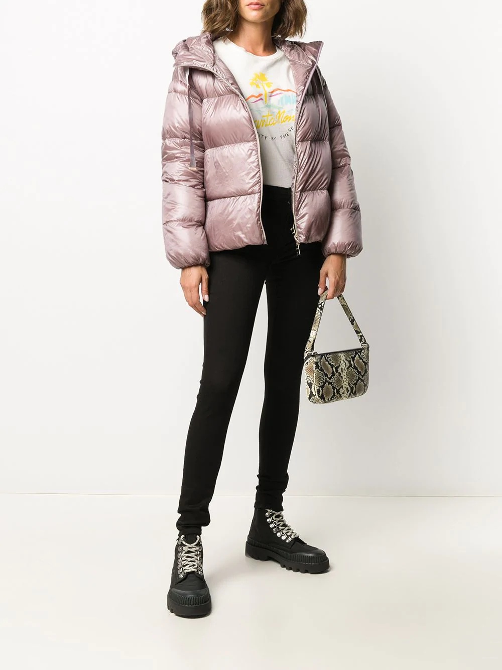 cropped drawstring down jacket - 2