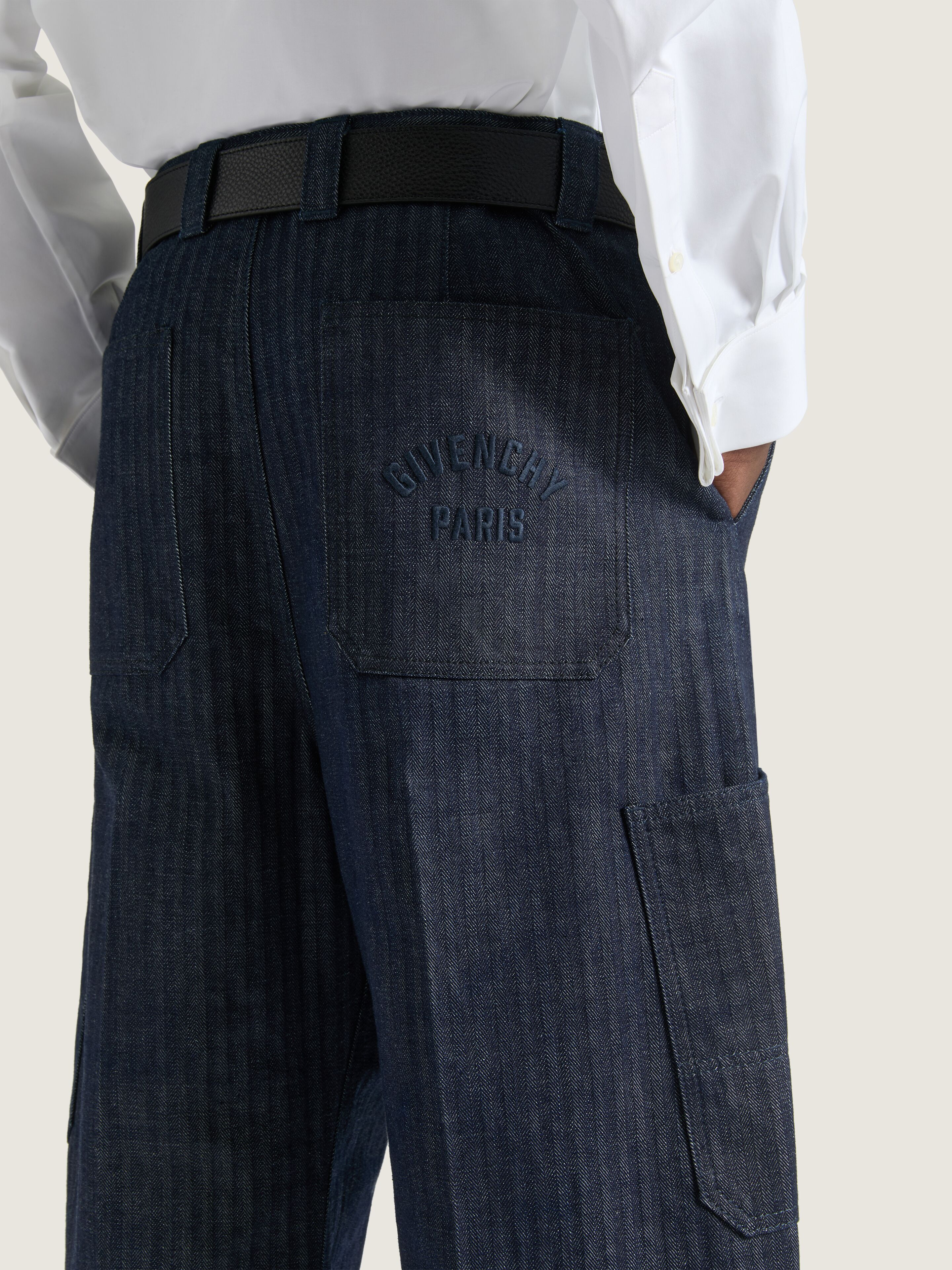 CARGO TROUSERS IN HERRINGBONE DENIM - 5