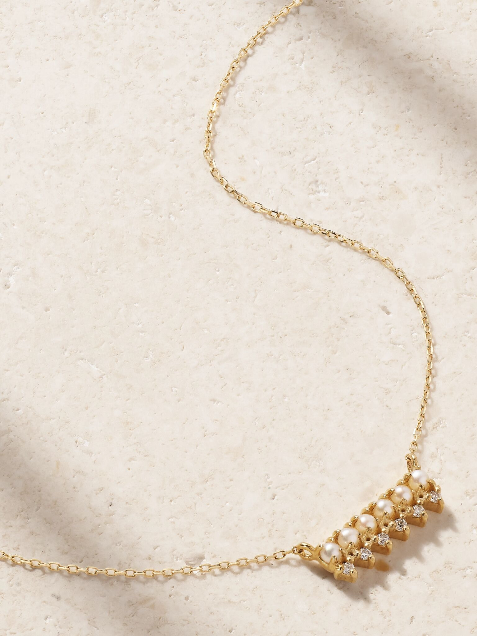 The Little Things 14-karat gold, diamond and pearl necklace Gold - 1