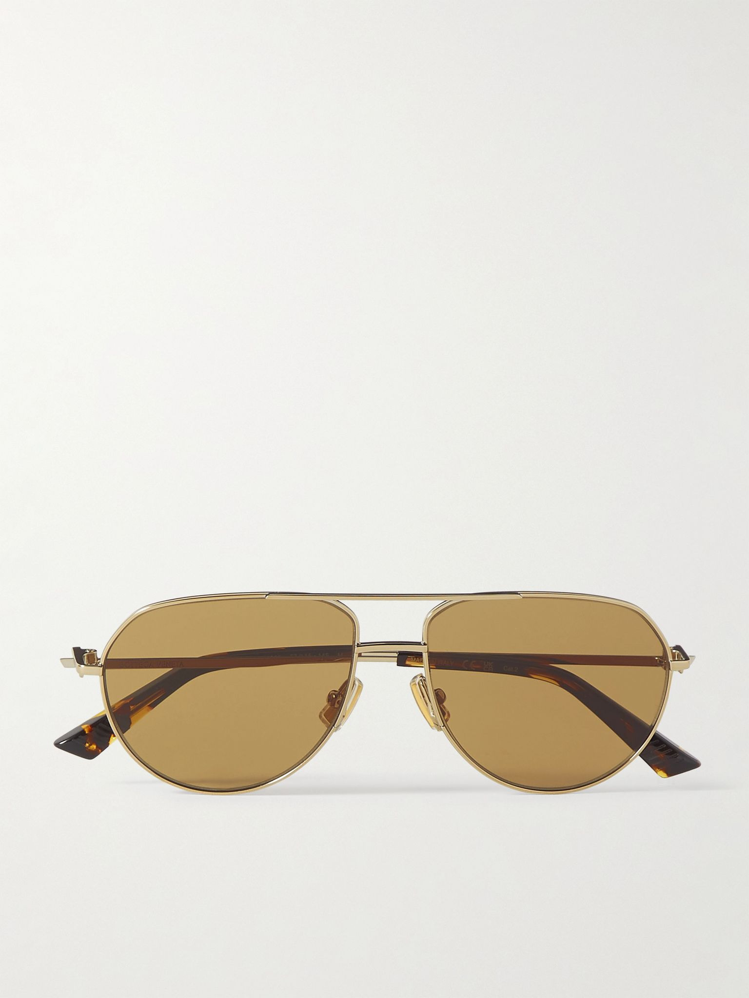 Aviator-Style Gold-Tone and Acetate Sunglasses Gold - 1