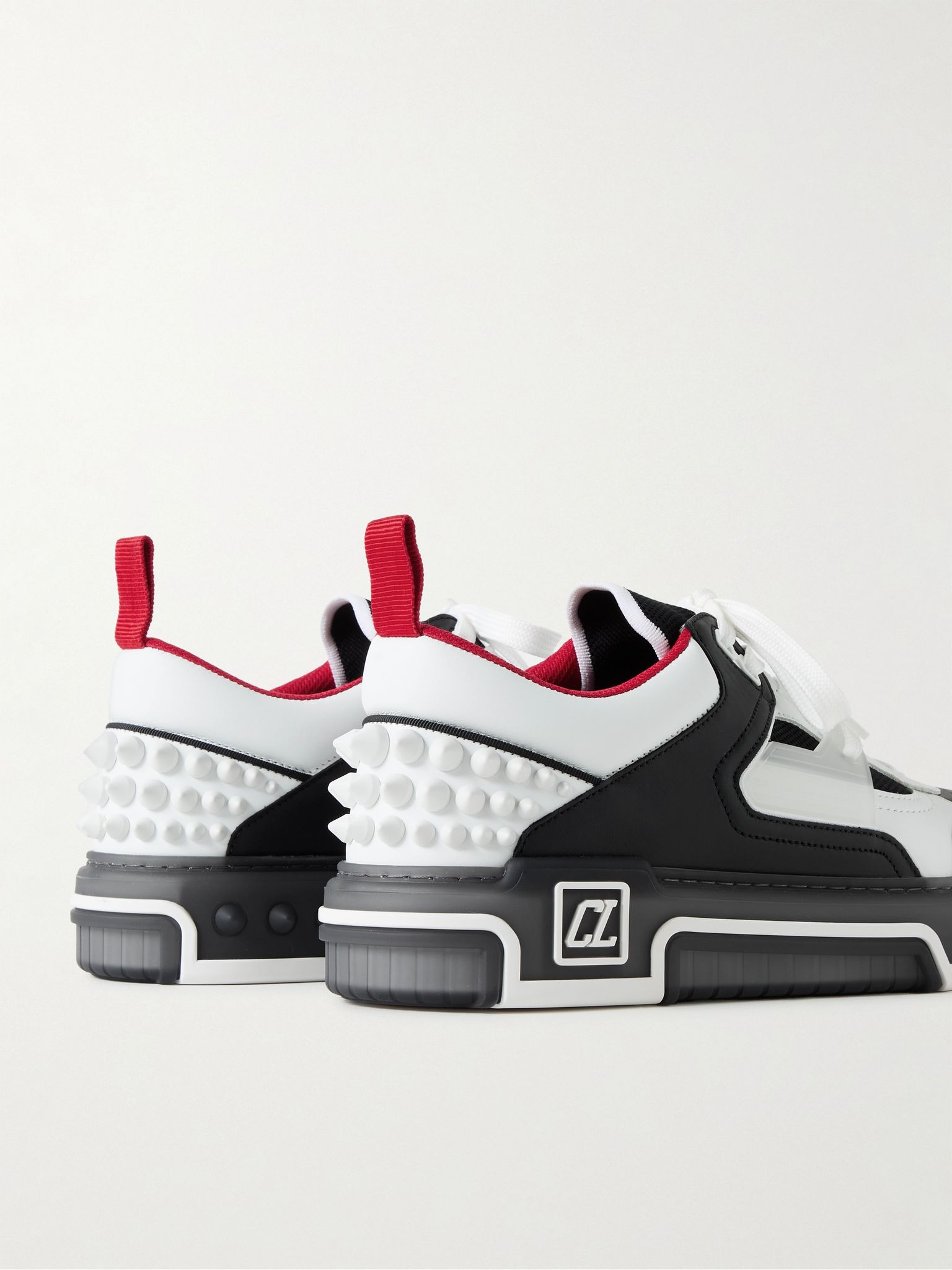 Astroloubi Spiked Leather and Mesh Sneakers White - 5