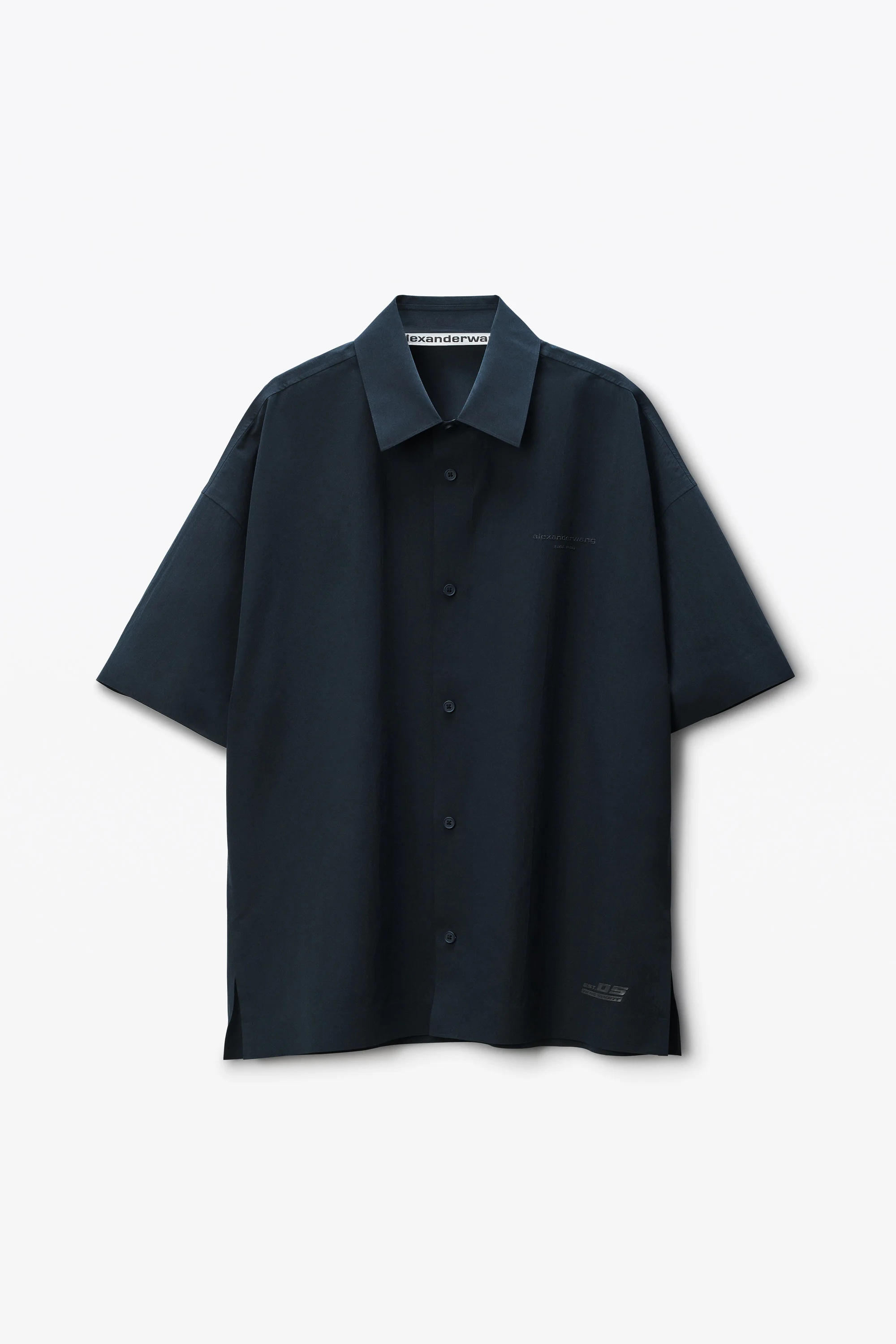 black laser-cut logo button up shirt - 1