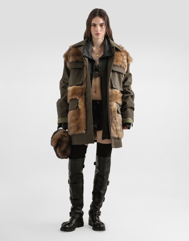 Dolce & Gabbana Long jacket in resin-coated gabardine outlook