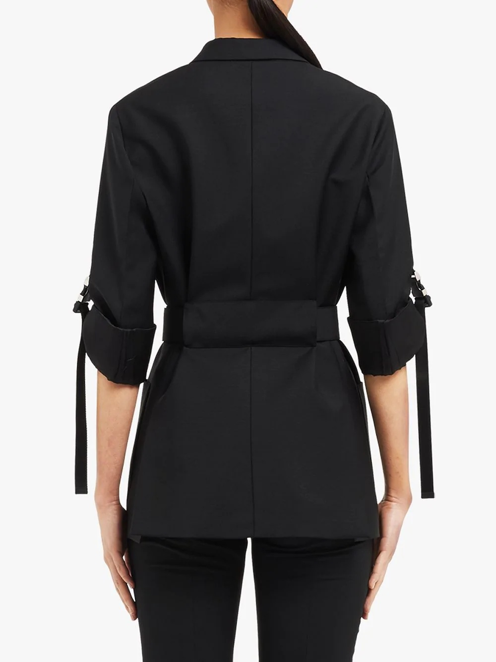 belted double-breasted blazer - 4