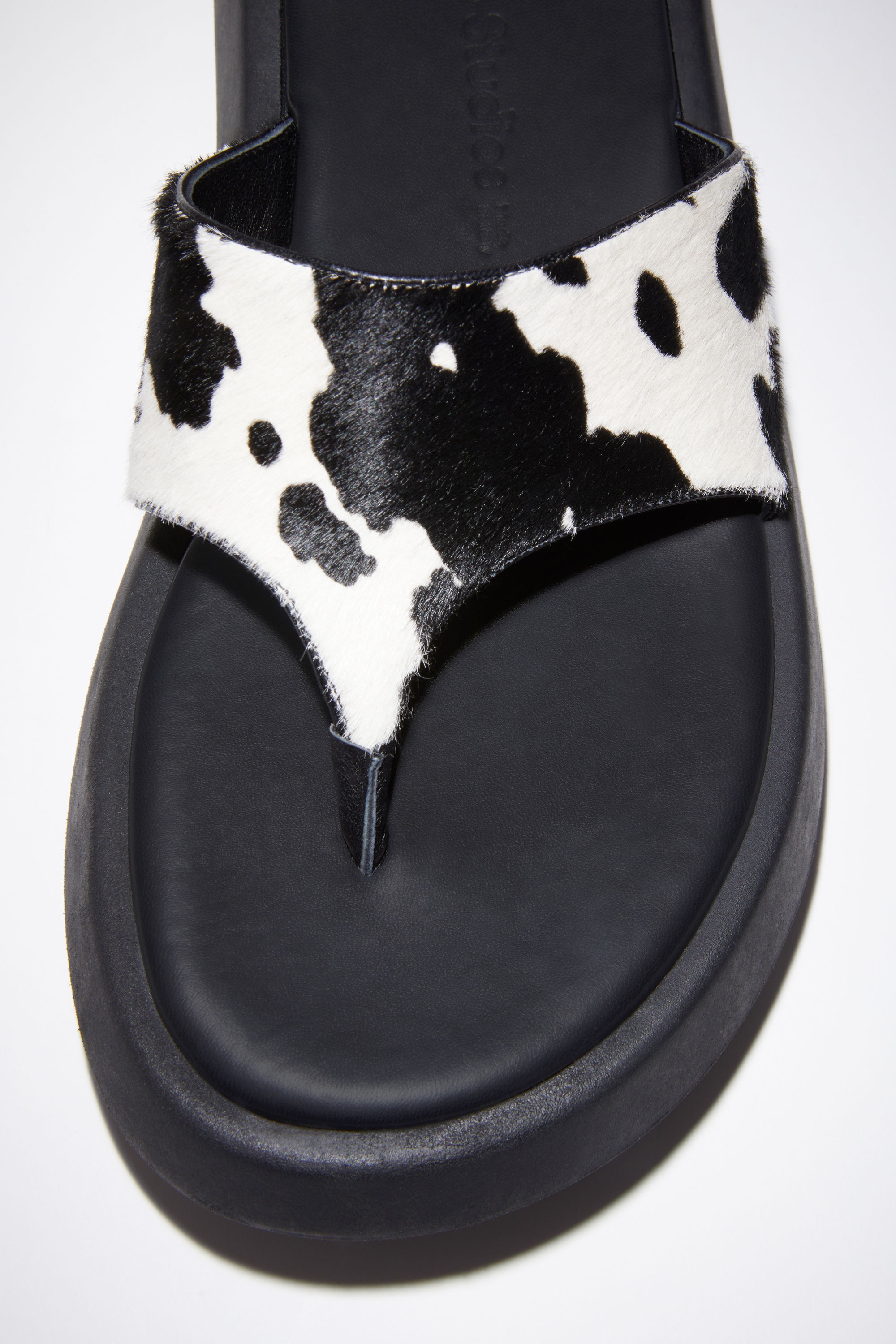Printed leather sandals - White/black - 6