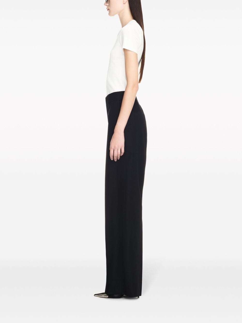 wool straight-leg trousers - 3