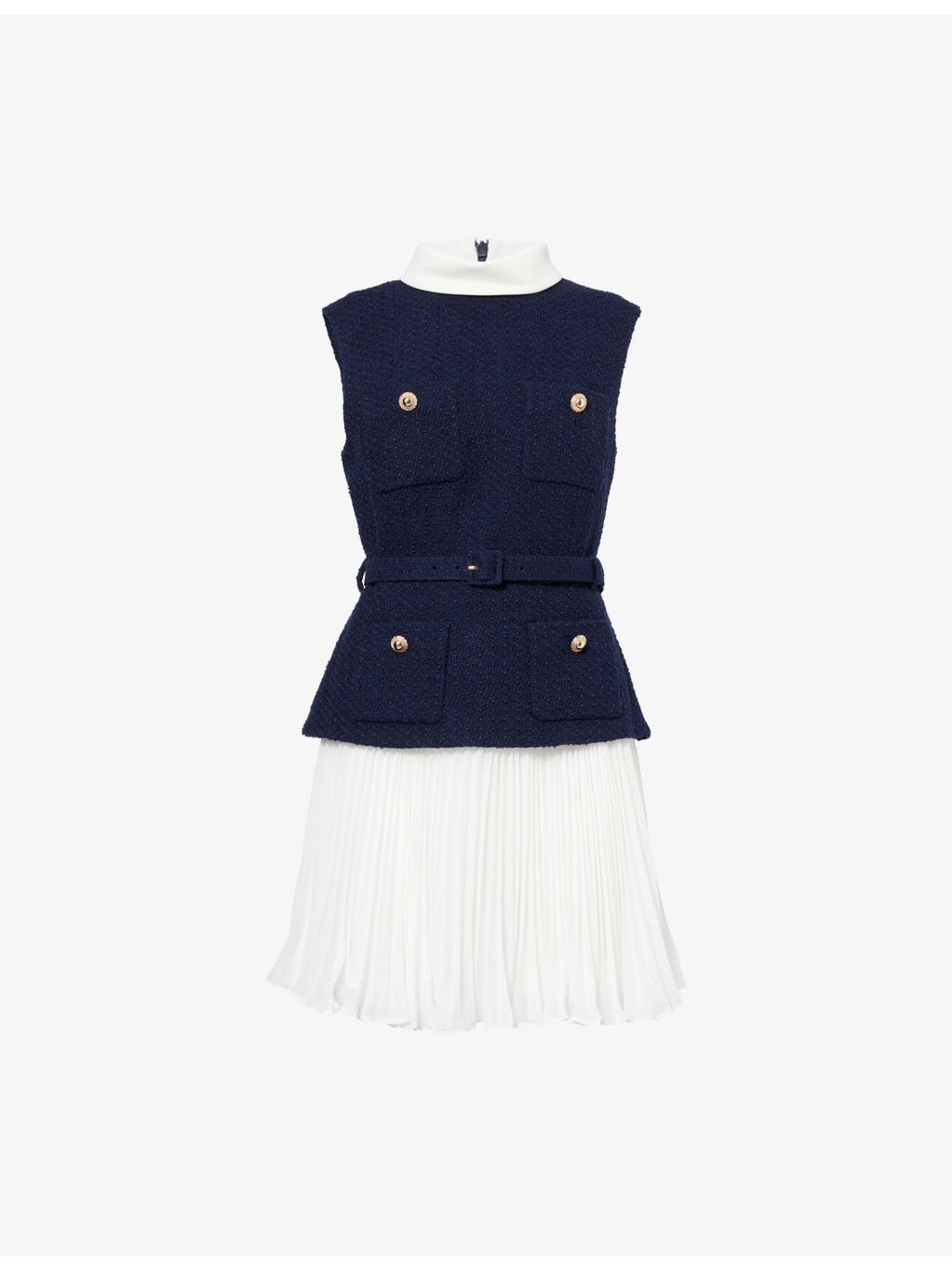 Pleated Sleeveless Woven Mini Dress - 1