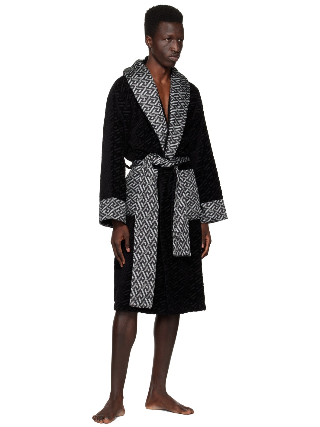 Black 'La Greca' Robe - 4