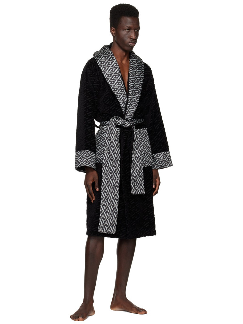 VERSACE Black 'La Greca' Robe outlook