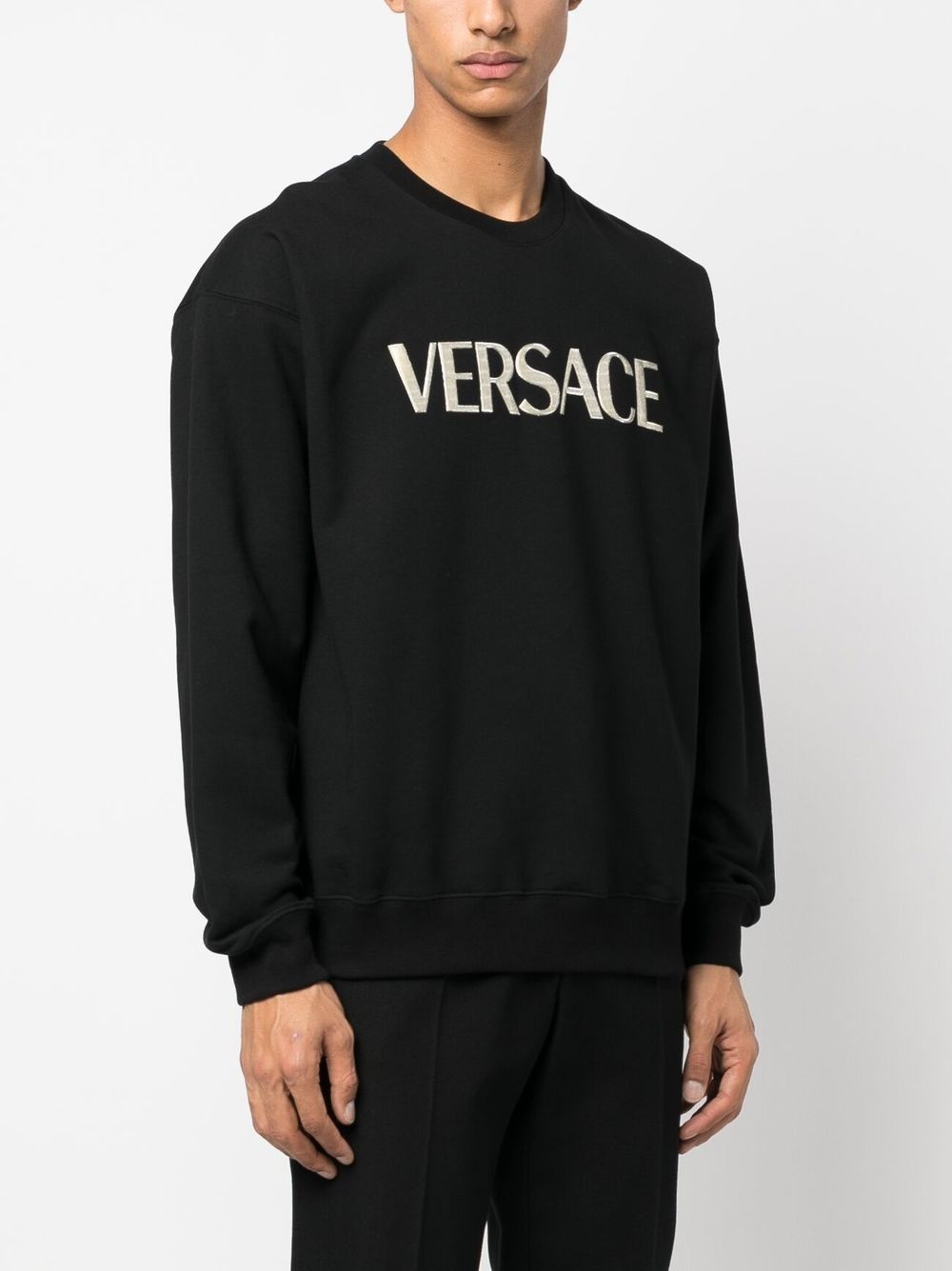 logo-embroidery jersey jumper - 3