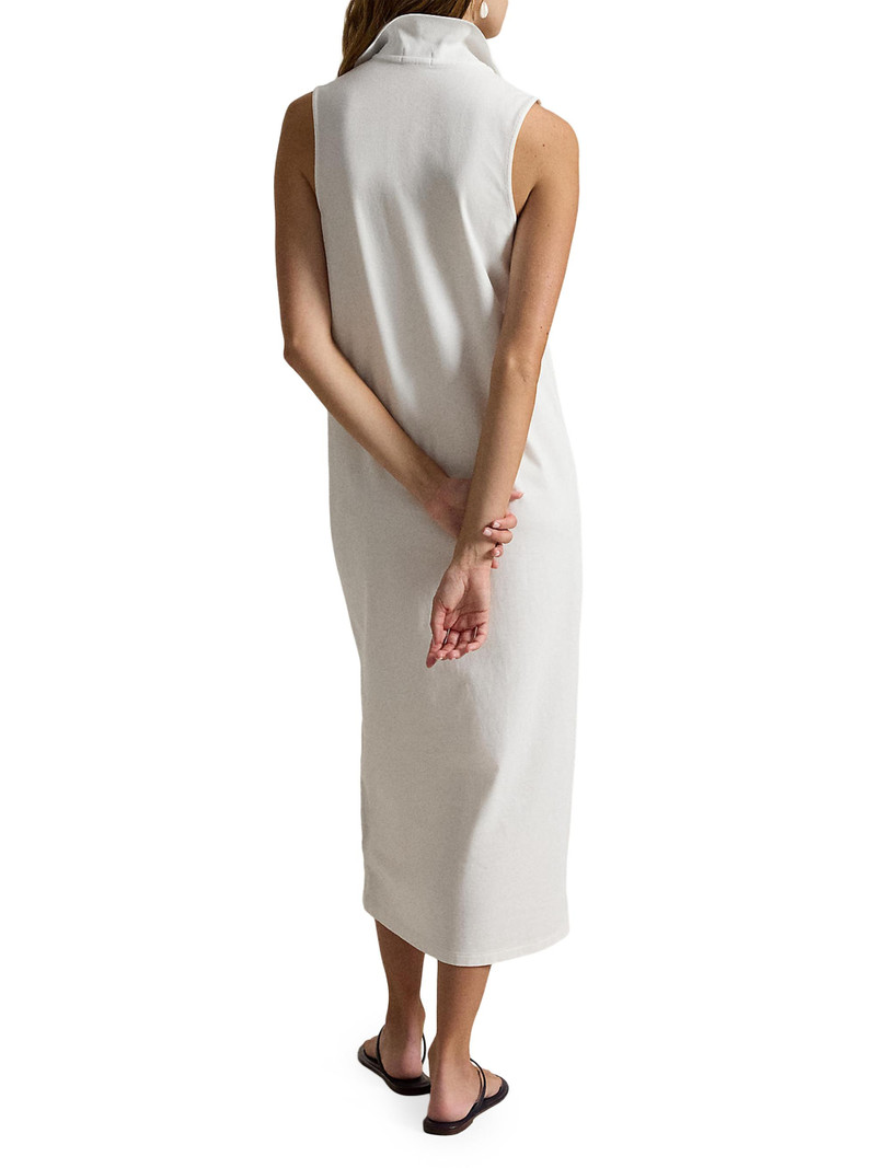 Women's Stretch-Cotton Mesh Midi-Polo Dress - White 4