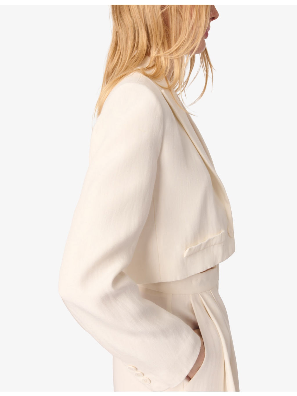Peak-Lapel Cropped Woven Jacket - 6