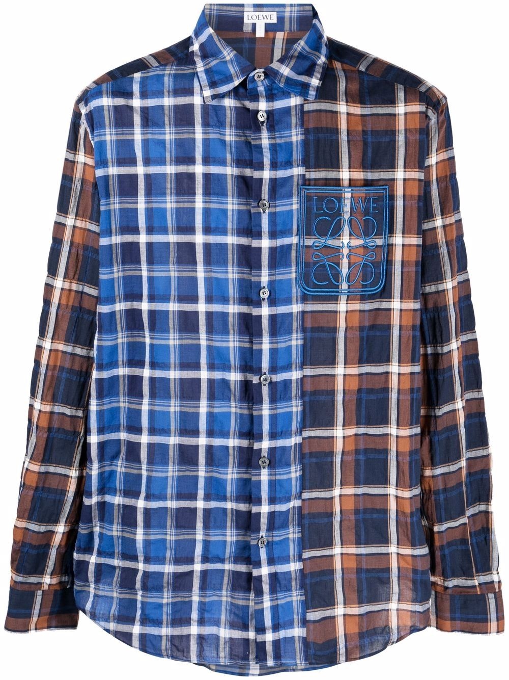 logo-embroidered check shirt - 1