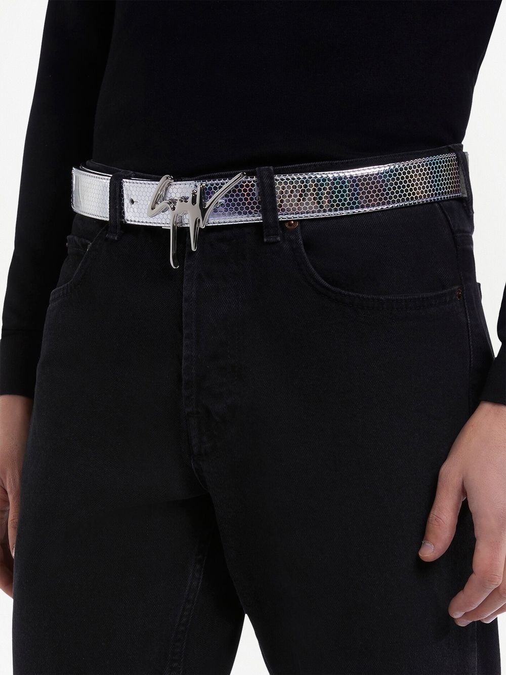 Signature buckle geometric-print belt - 3