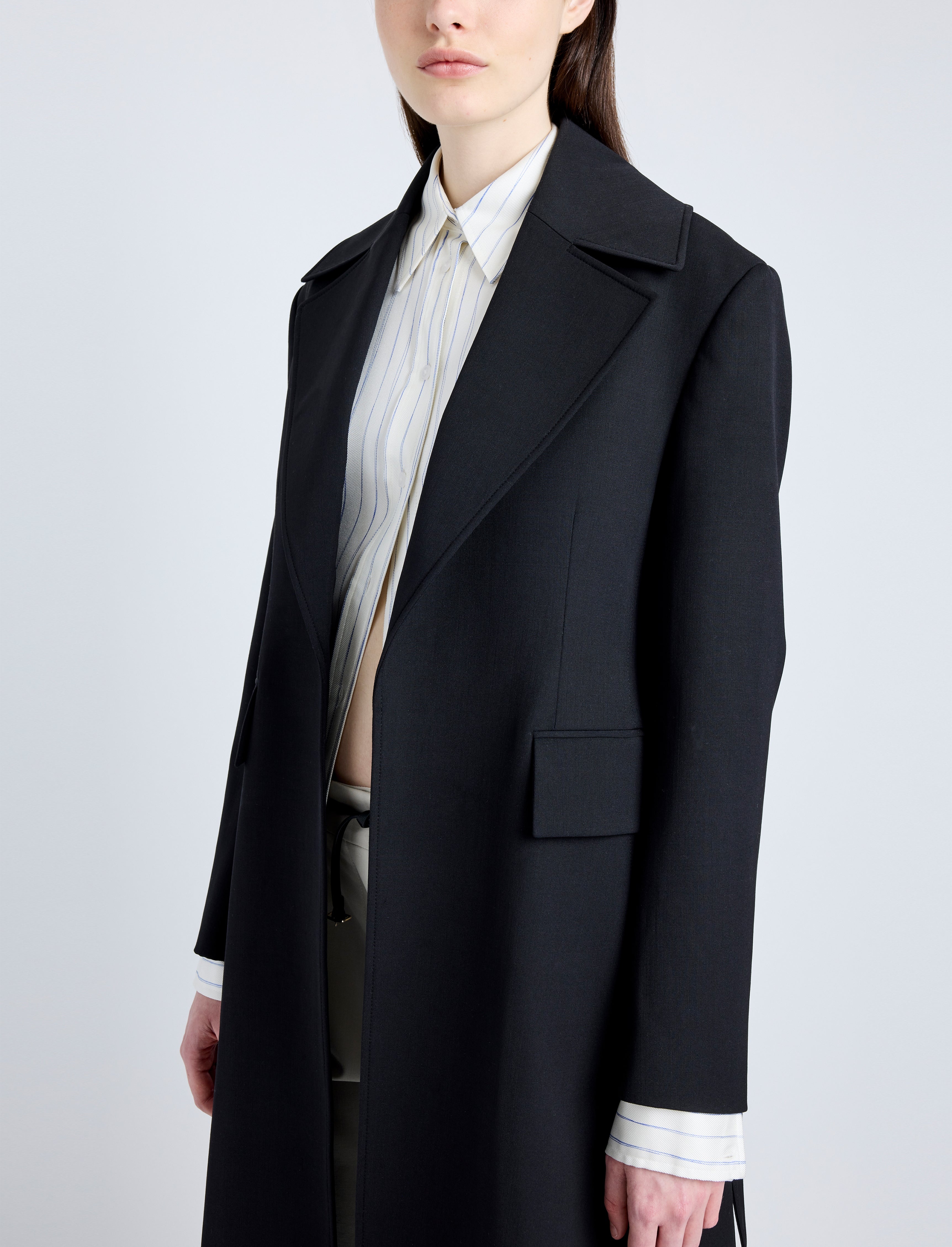 Thea Coat in Wool Gabardine Suiting - 5