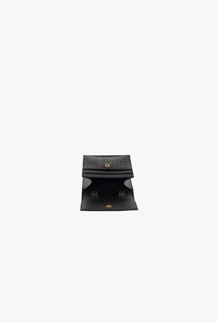 Black debossed leather card holder with Balmain monogram and chain - 5