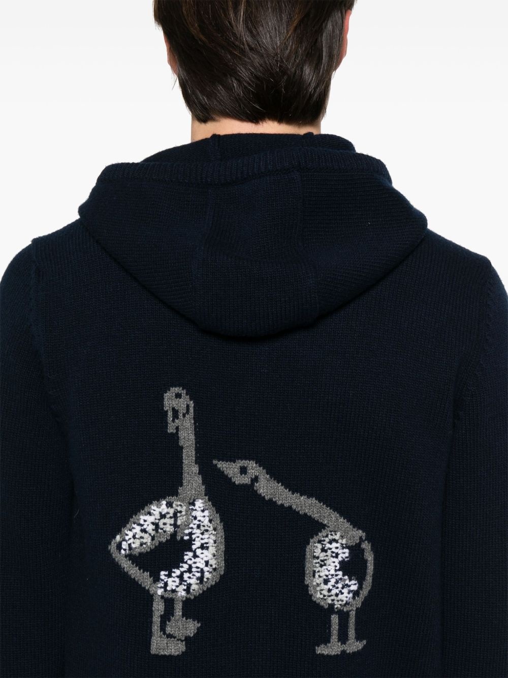 Geese-intarsia zipped hoodie - 5