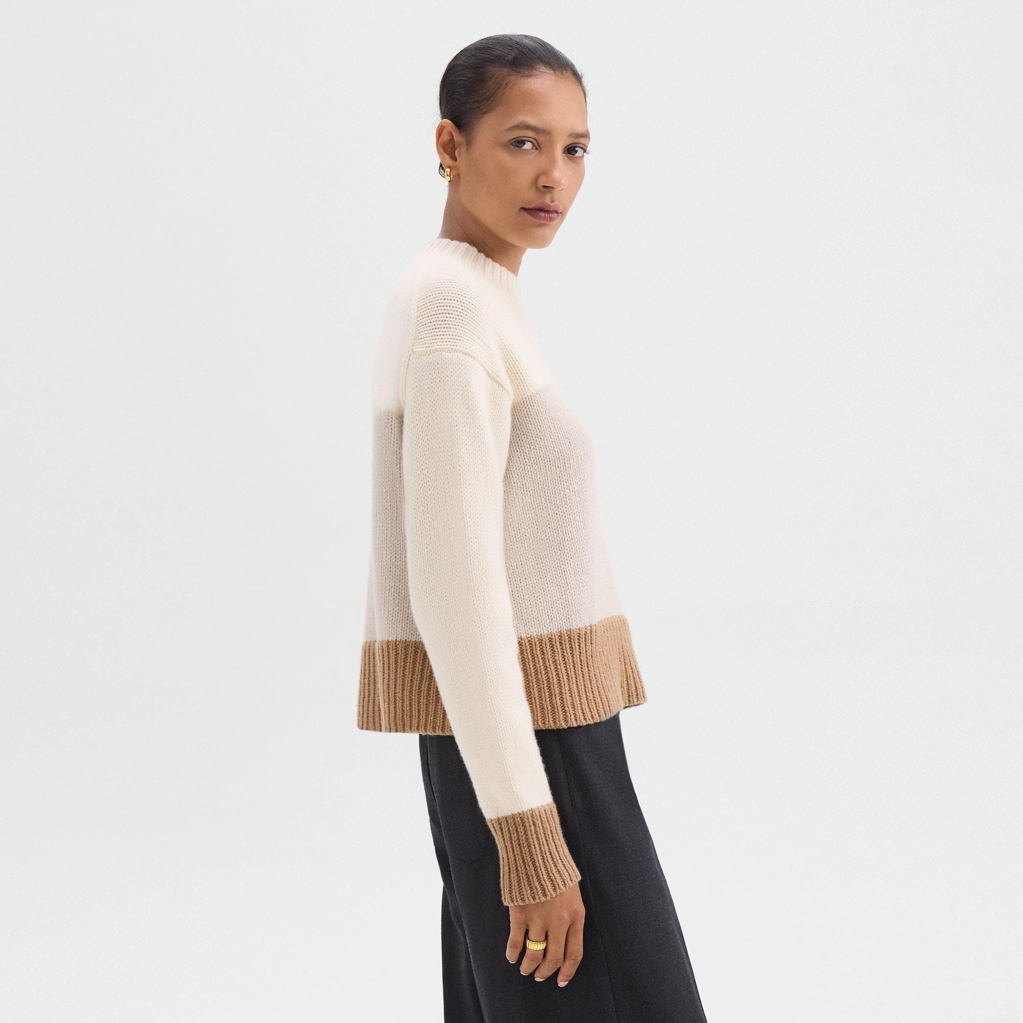 Colorblock Sweater in Felted Wool-Cashmere - 3