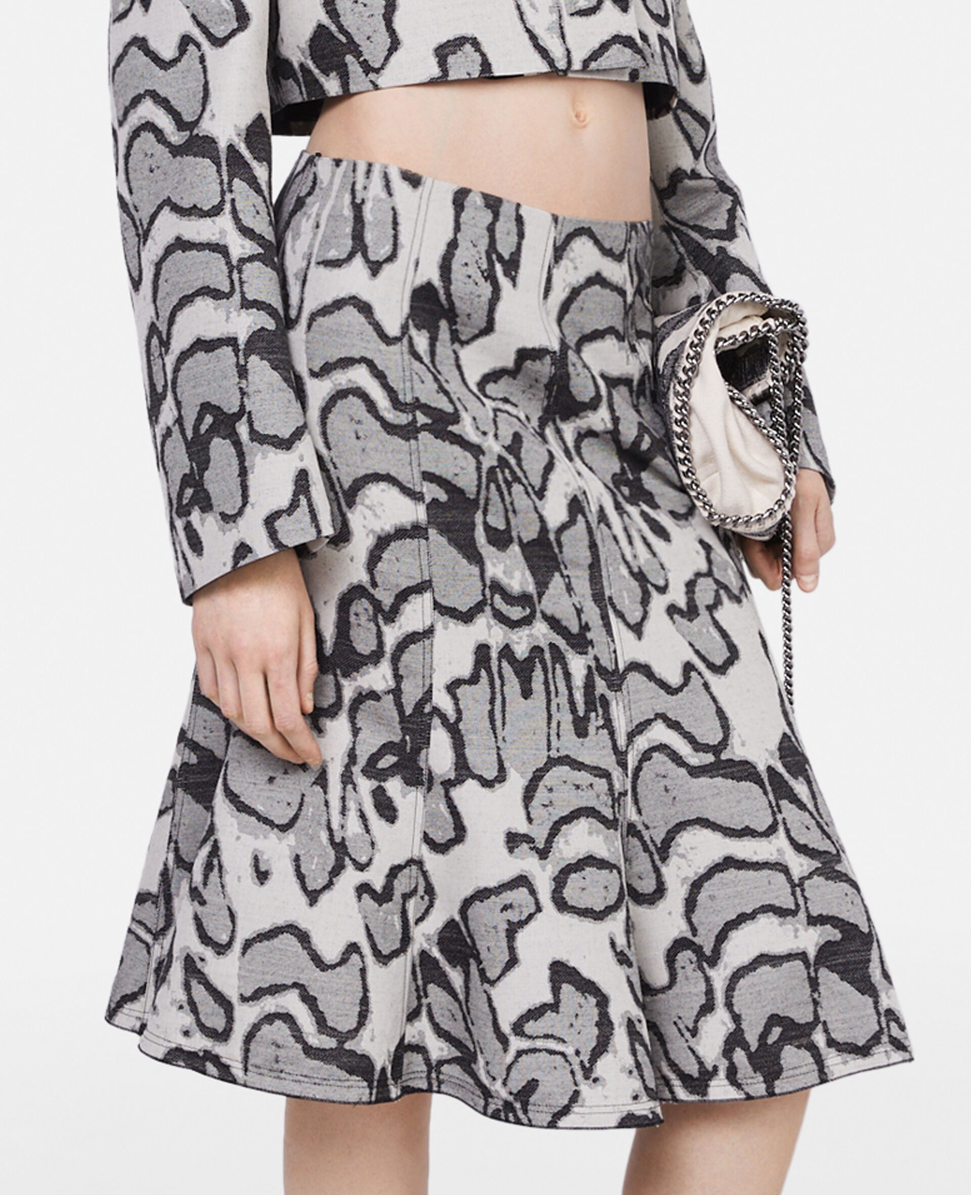 Abstract Moth Jacquard Belted Skirt - 4
