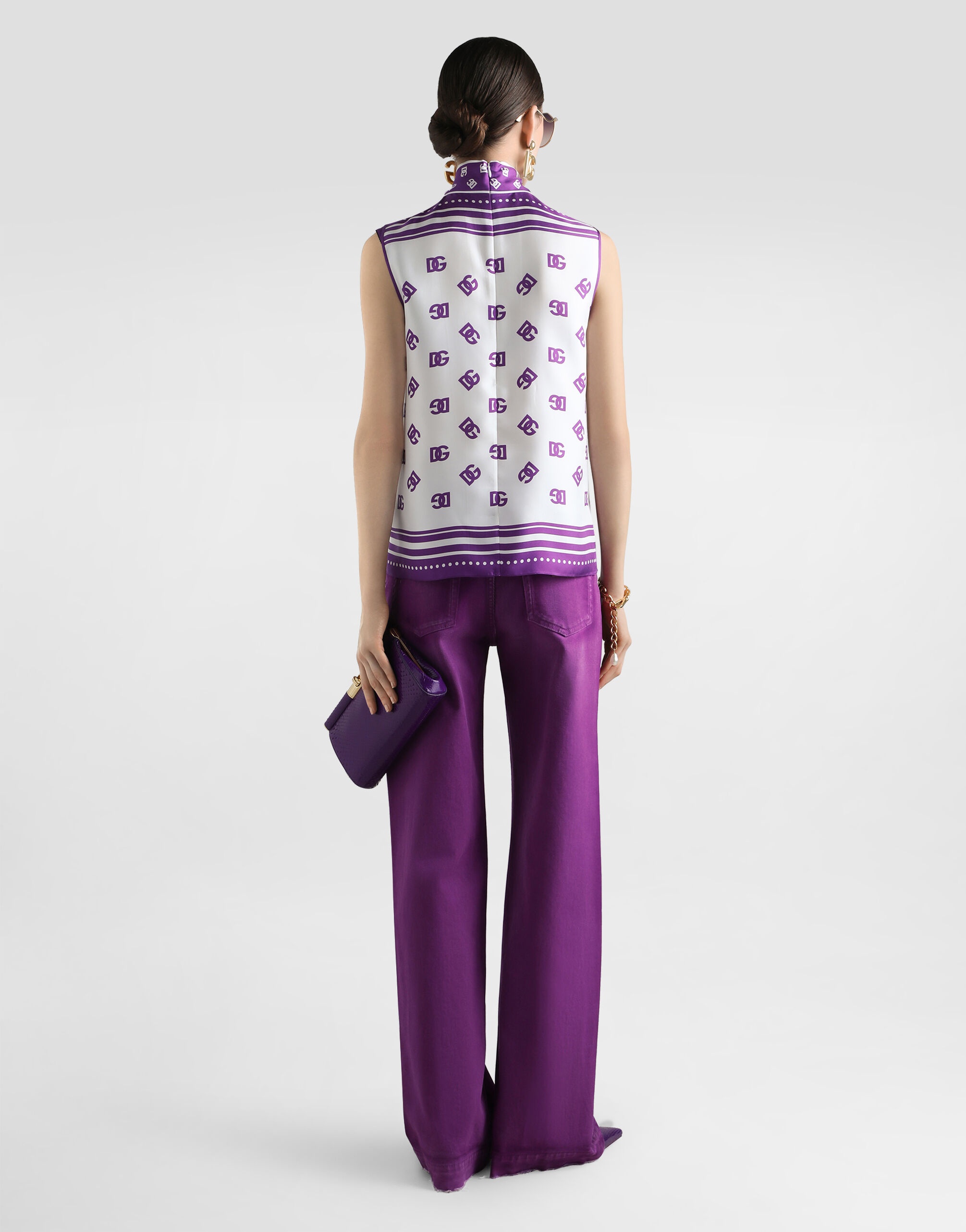 DG logo all-over silk twill top - 3