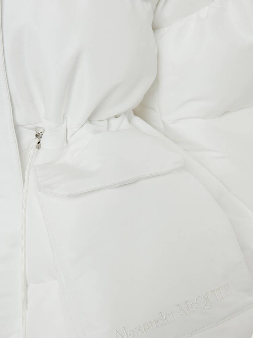Mcqueen Graffiti Peplum Puffer Jacket in White - 5