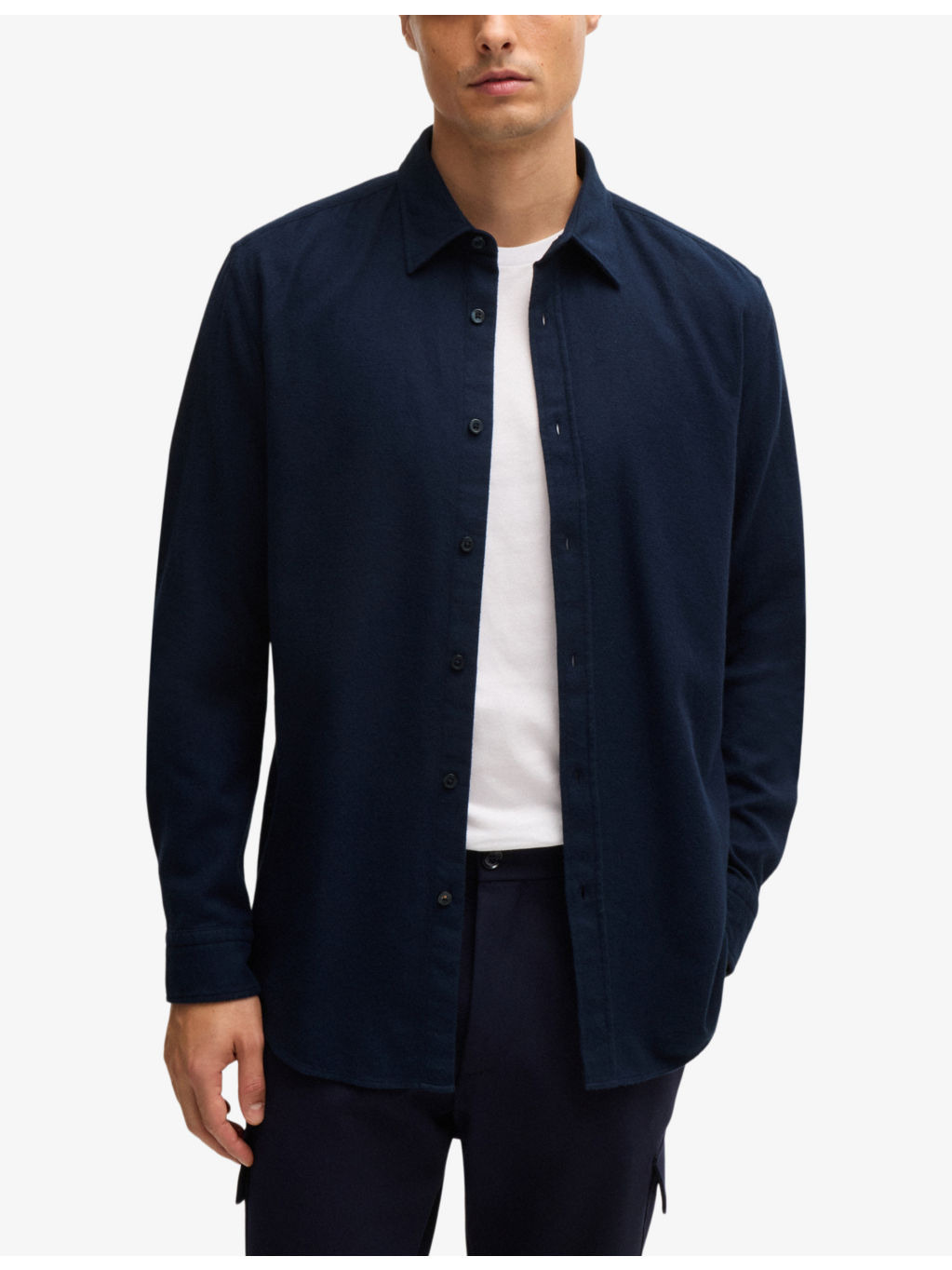 Spread-collar soft-texture cotton shirt - 3