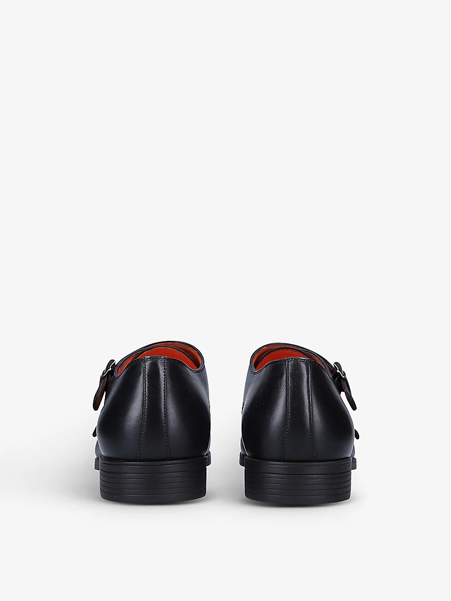 Simon double-buckle leather monk shoes - 4