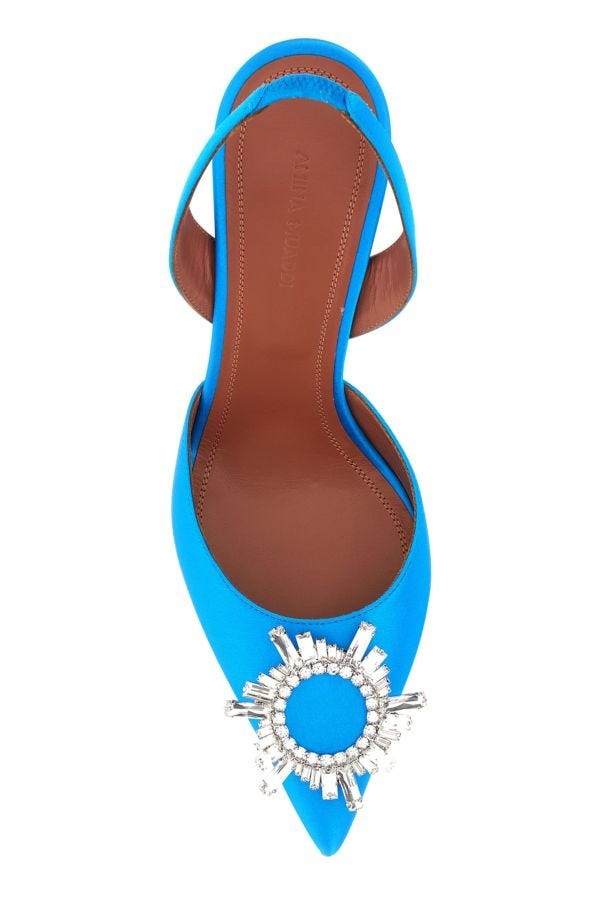 Turquoise satin Begum pumps - 4