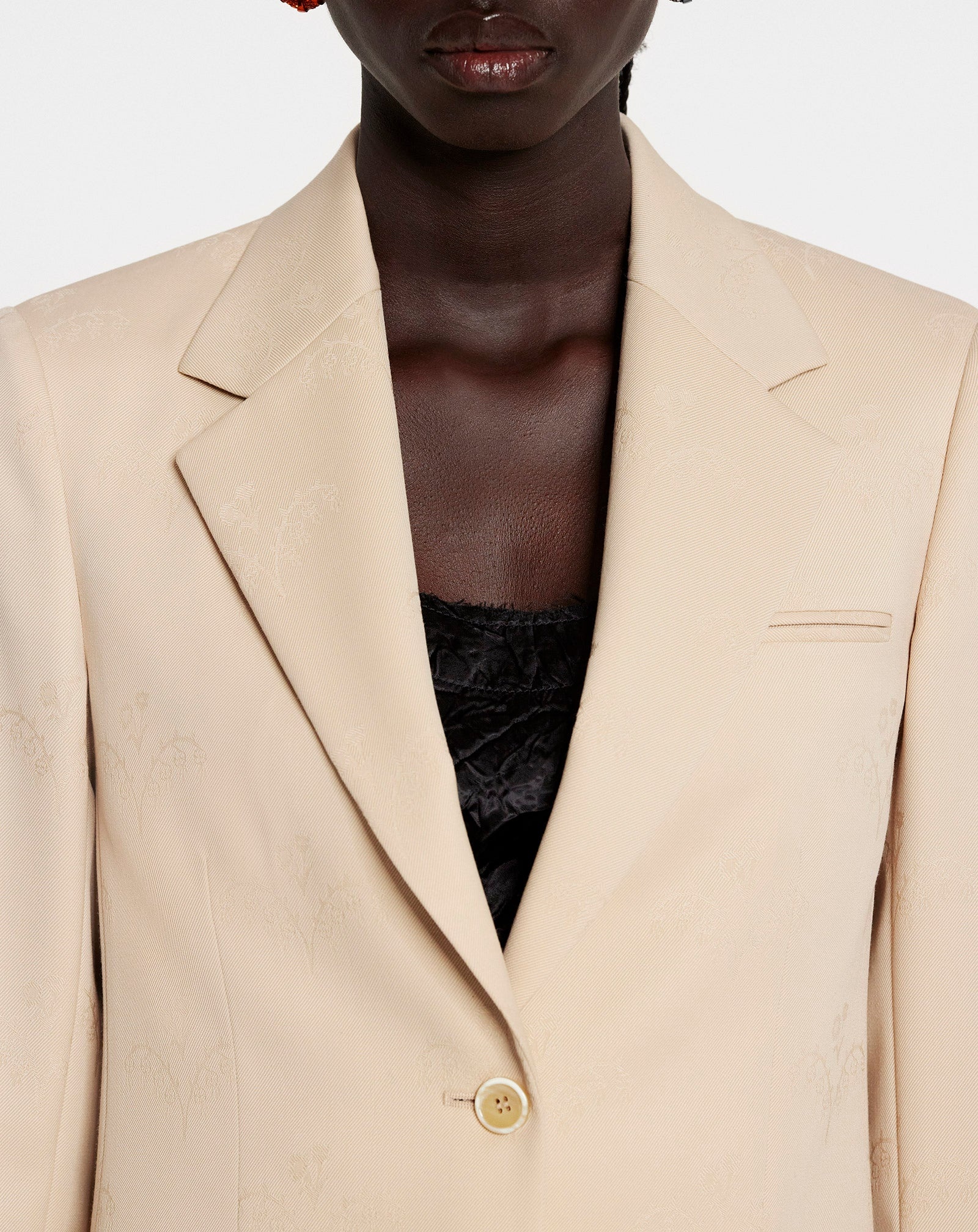 FLORAL JACQUARD SINGLE-BREASTED JACKET - 5