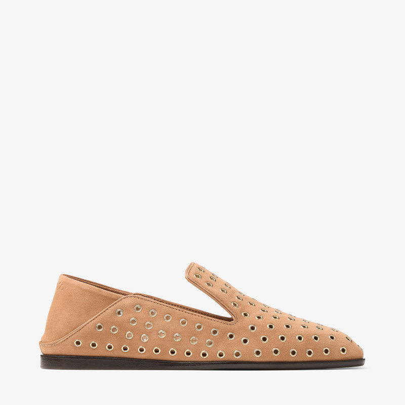 null Toffee Suede Slippers with Eyelets 1