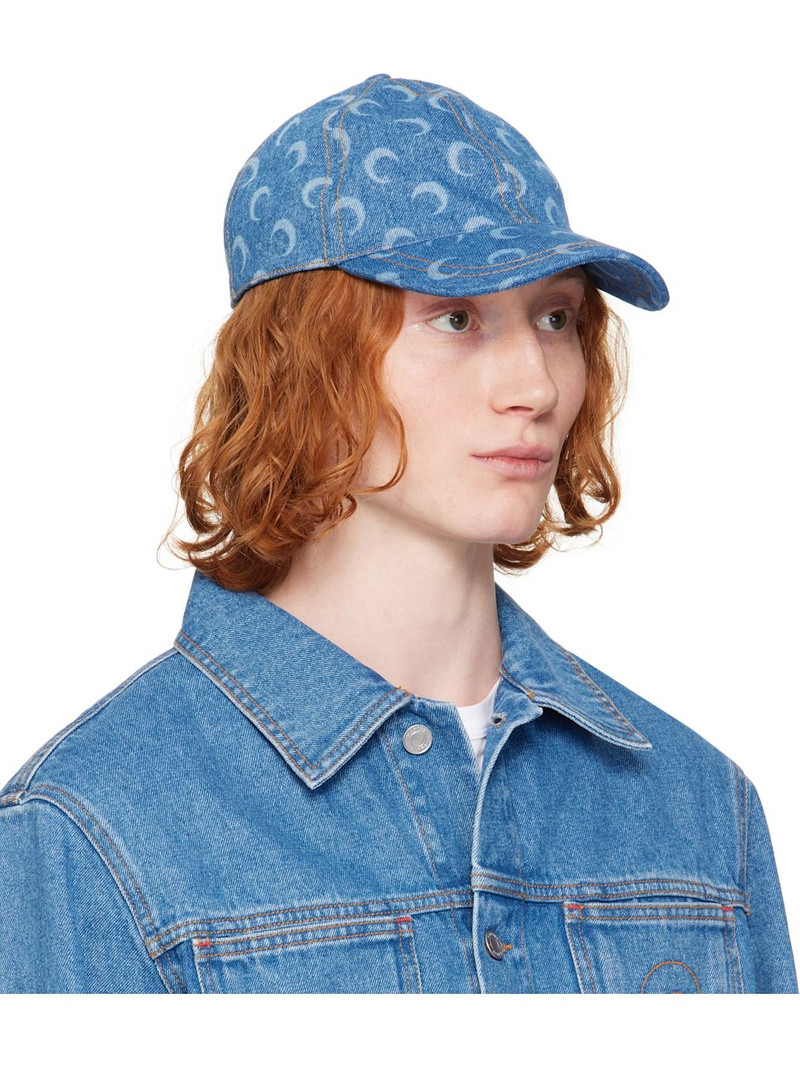Marine Serre Blue Moon Laser Denim Baseball Cap outlook