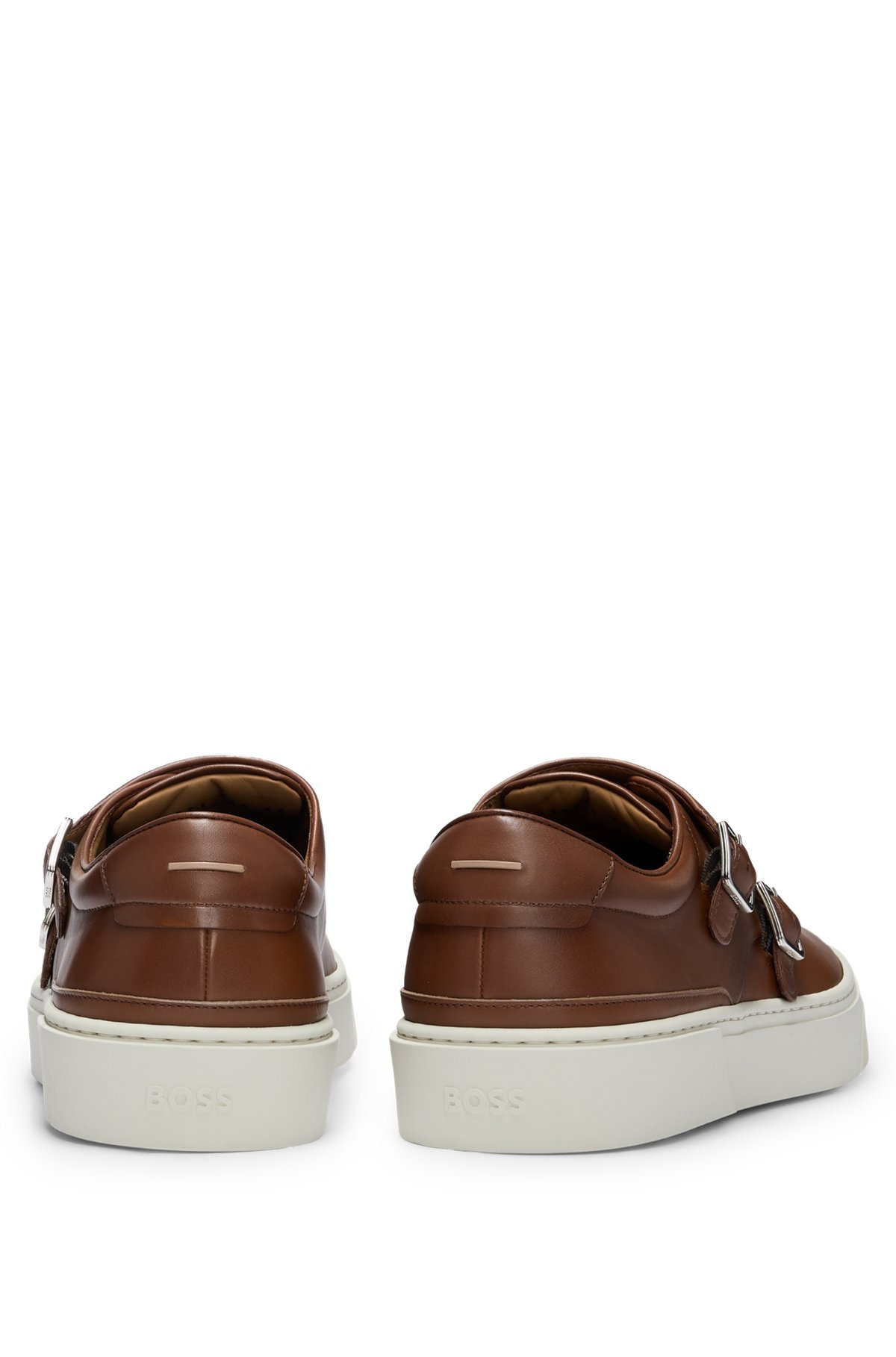 BURNISHED-LEATHER TRAINERS WITH DOUBLE MONK STRAP - 5