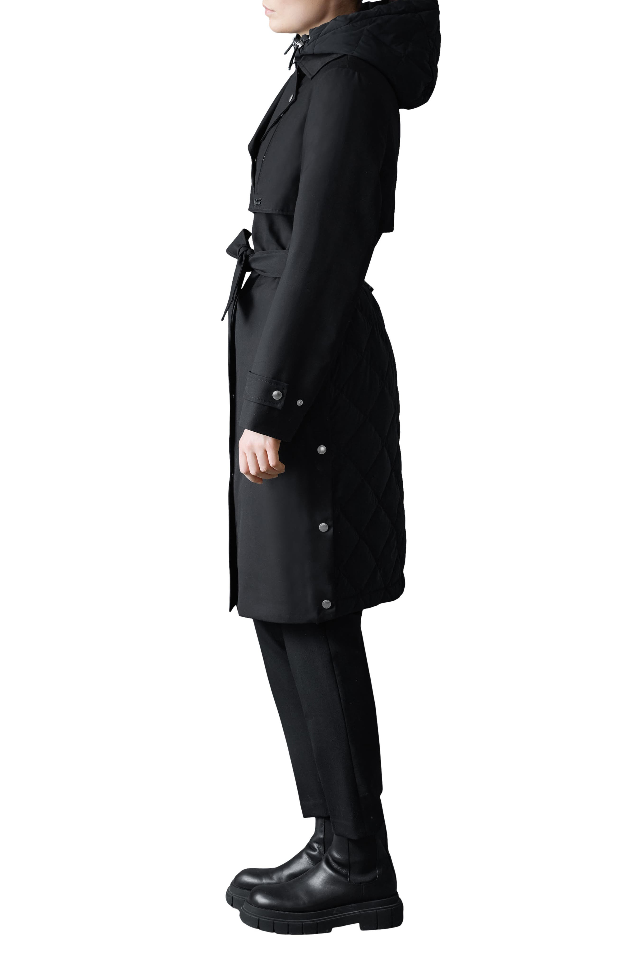 Mackage Siobhan Down Trench Coat with Removable Bib in Black at Nordstrom - 3