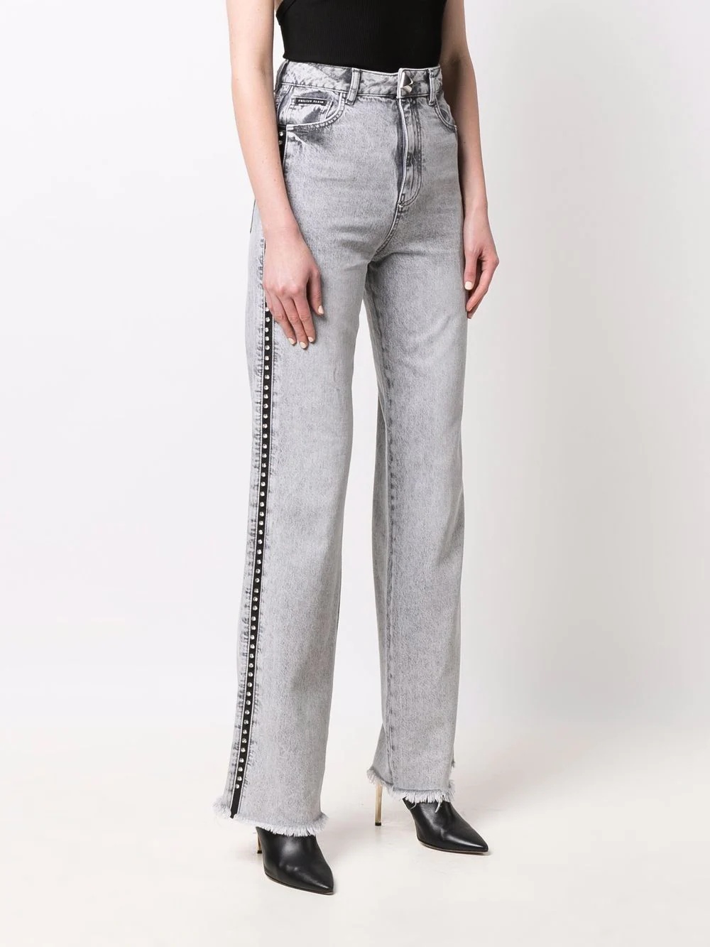 crystal-embellished wide jeans - 3