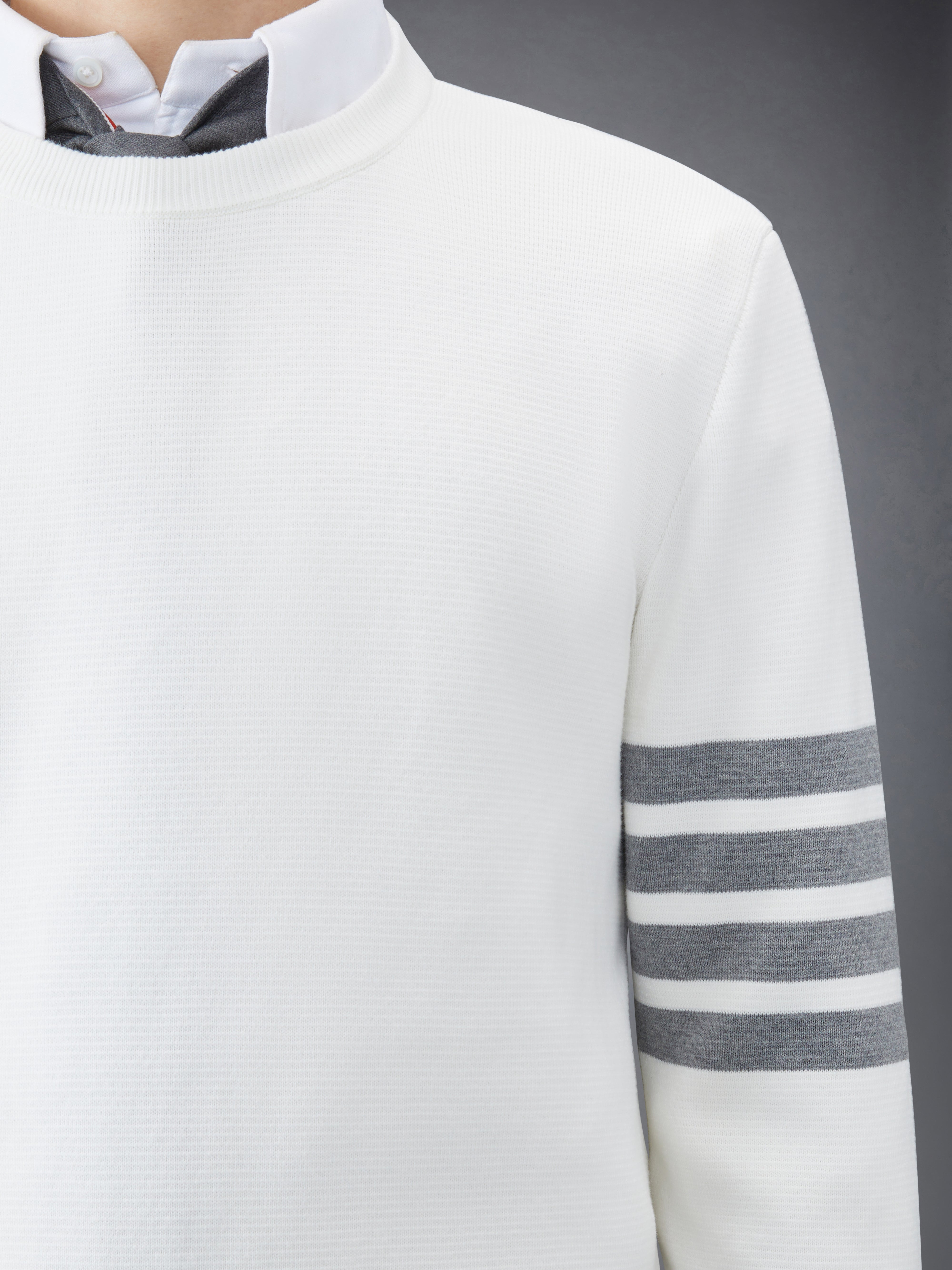 Whitemilano Stitch Cotton 4-bar Crew Neck Pullover - 6